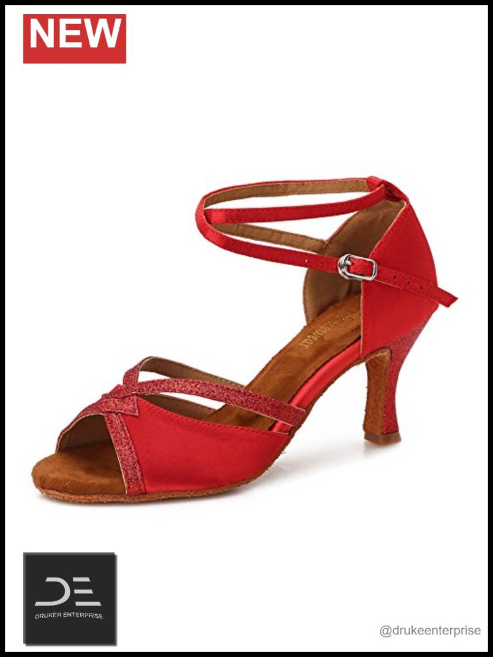 Women's Ballroom Dance Shoes Latin Salsa Suede Sole Glitter Satin
